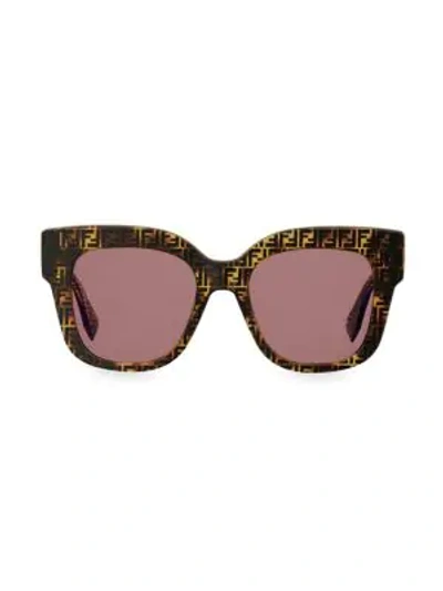 Shop Fendi Women's Ff 0359 Square Logo Sunglasses In Brown