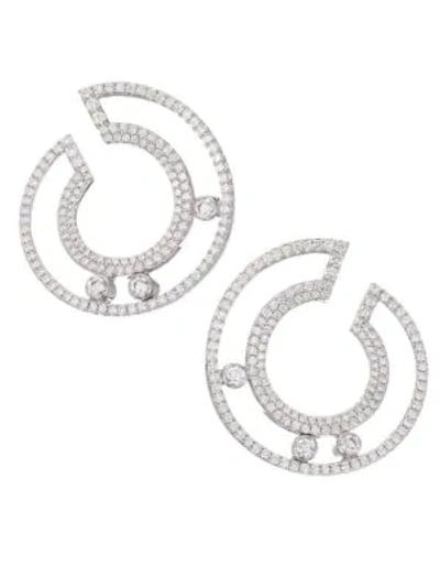 Shop Messika Move Romane 18k White Gold & Diamond Pavé Small Hoop Earrings