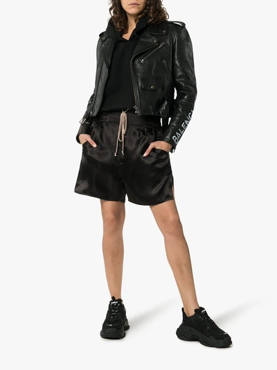 Shop Rick Owens Satin-shorts Mit Kordelzug In Black