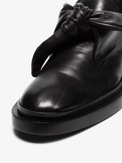 Shop Jil Sander Black Bow Toe Leather Oxfords
