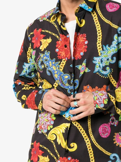 Shop Versace Gioelleria Jetés Print Cotton Shirt In A72w Multicoloured