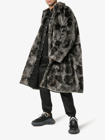 Balenciaga Grey Men's Faux Fur Opera Coat | ModeSens