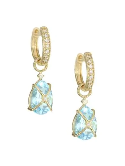 Shop Jude Frances Tiny Criss-cross 18k Yellow Gold, Diamond & Pear Topaz Earring Charms