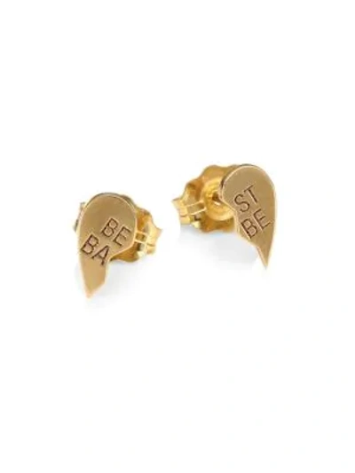 Shop Zoë Chicco Women's 14k Yellow Gold Tiny Best Babes Stud Earrings