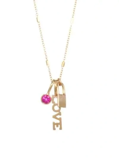 Shop Zoë Chicco Itty Bitty 14k Yellow Gold Love Charm Necklace