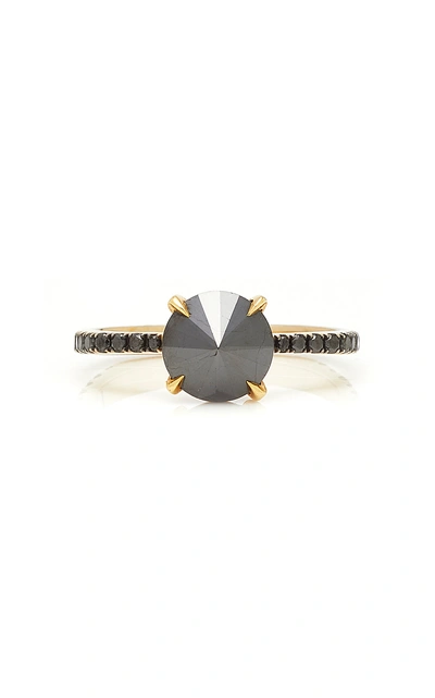 Shop Ara Vartanian 18k Gold And Black Diamond Ring