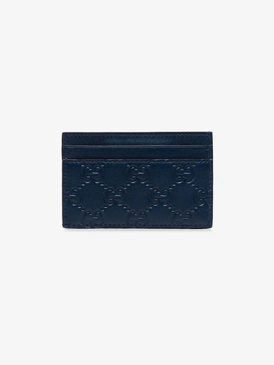 Shop Gucci Blue Ny Yankees Patch Card Holder