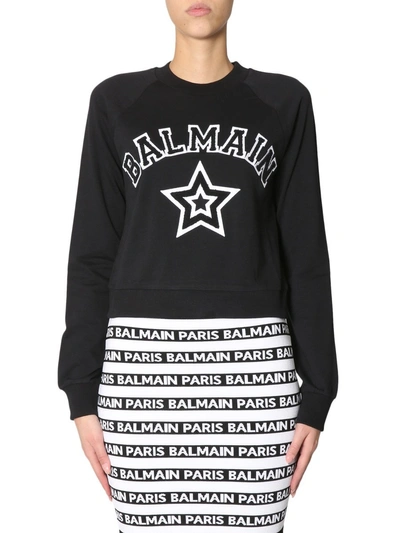 Shop Balmain Logo Sweatshirt In Black