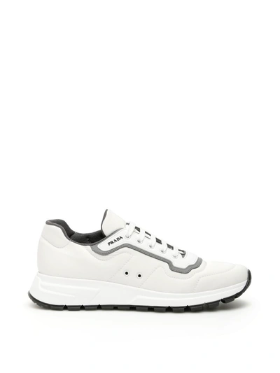 Shop Prada Soft Gabardine Sneakers In Bianco Acciaio|bianco