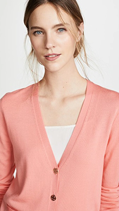 Shop Tory Burch Madeline Cardigan In Sunrise Coral