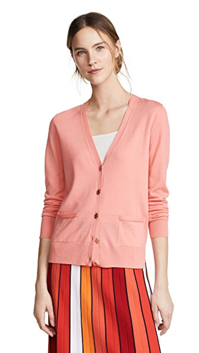 Shop Tory Burch Madeline Cardigan In Sunrise Coral