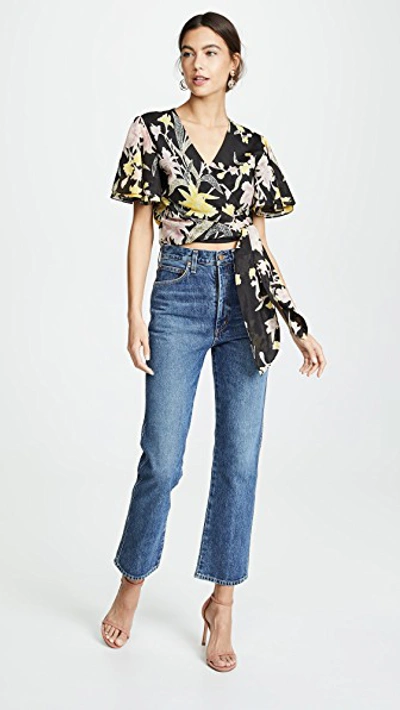 Shop Diane Von Furstenberg Sara Top In Floating Bouquet Black