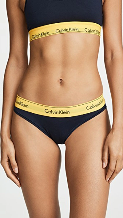 Calvin Klein Underwear Modern Cotton Bikini Panties In Blue/gold | ModeSens