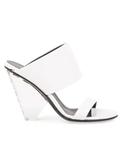 Shop Balmain Lory Angular Logo Heel Sandals In White