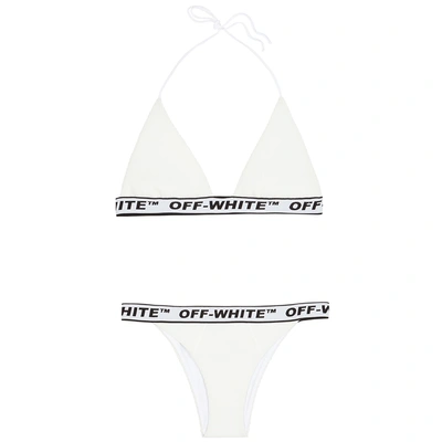 Shop Off-white Ivory Logo-jacquard Bikini