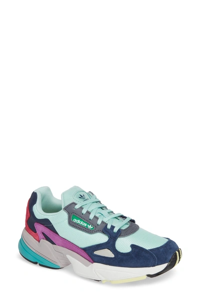 Shop Adidas Originals Falcon Sneaker In Clear Mint/ Clear Mint/ Navy