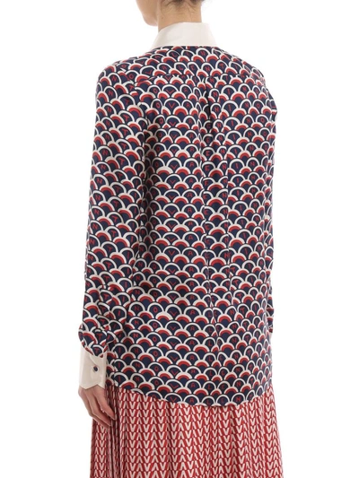 Shop Valentino Logo Scale Blouse In Mby Brick/pure Blue