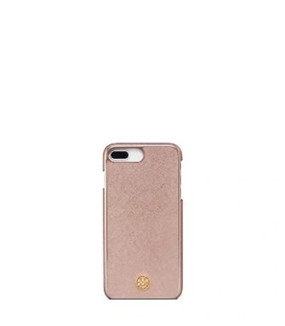 Shop Tory Burch Robinson Hardshell Case For Iphone 8+ In Light Rose Gold