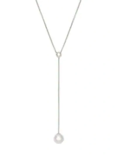 Shop Majorica Stainless Steel, Organic Handmade Pearl & Crystal Y-necklace In Silvertone