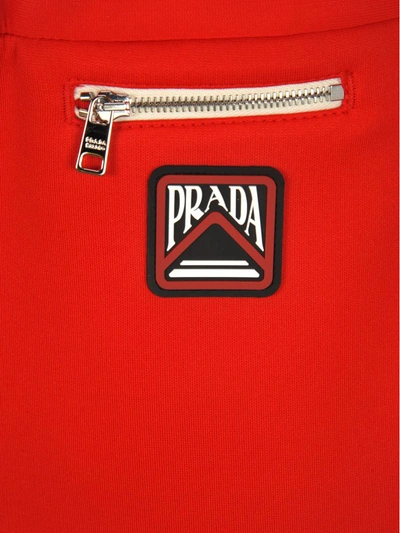 Shop Prada Techno Jersey Track Pants In Red