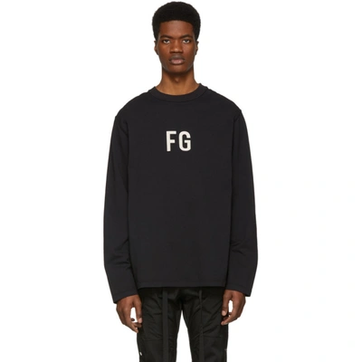 Shop Fear Of God Black Fg Long Sleeve T-shirt In 010vntgblk