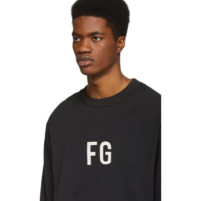 Shop Fear Of God Black Fg Long Sleeve T-shirt In 010vntgblk