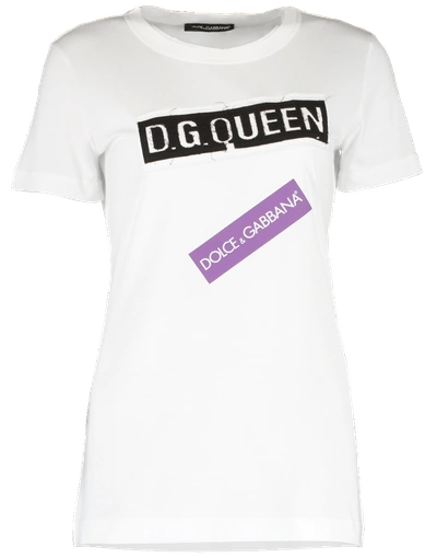 Shop Dolce & Gabbana D&g Queen Tee Shirt In Bianco