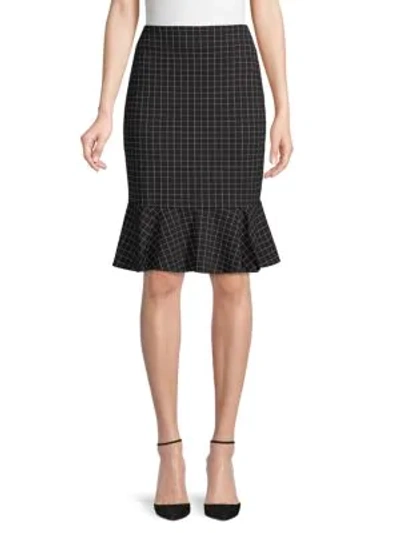 Shop Calvin Klein Grid-print Ponte Skirt In Black