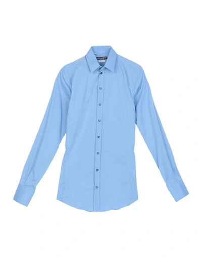 Shop Dolce & Gabbana Solid Color Shirt In Azure