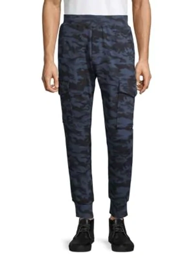 Shop Antony Morato Camo-print Cargo Jogger Pants In Blue Multi
