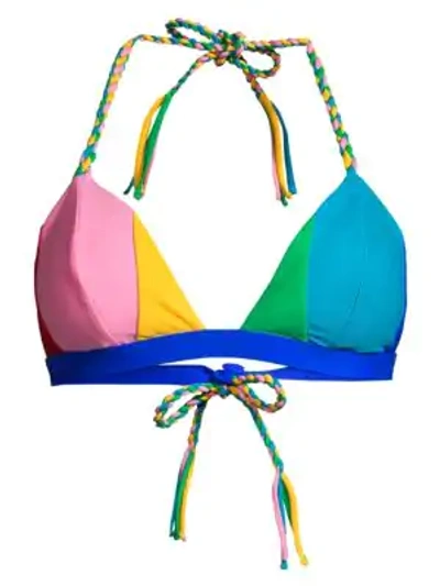 Shop Paper London Rainbow Triangle Bikini Top In Multi Rainbow