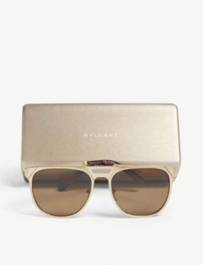 Shop Bvlgari Bv5048k Pilot-frame Polarised Sunglasses In Gold