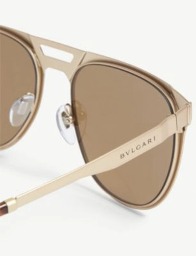 Shop Bvlgari Bv5048k Pilot-frame Polarised Sunglasses In Gold