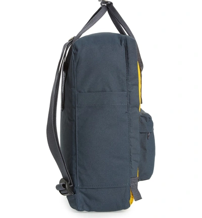 Shop Fjall Raven Kånken Water Resistant Backpack In Navy-warm Yellow