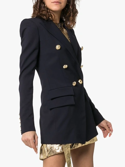 Shop Alexandre Vauthier Double-breasted Wool Blazer In Navy