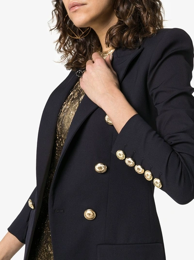 Shop Alexandre Vauthier Double-breasted Wool Blazer In Navy
