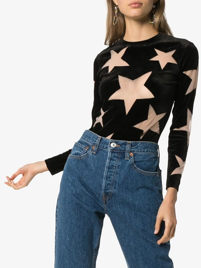 Shop Alexia Hentsch X Browns Cutout Star Velvet Bodysuit In Black