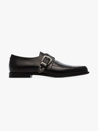 Shop Saint Laurent 'charles' Monk-schuhe Mit Kroko-effekt In 1000 Black