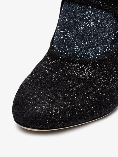 Shop Dolce & Gabbana Black 105 Glitter Sock Insert Leather Boots In 8b577 Black Ruthenium