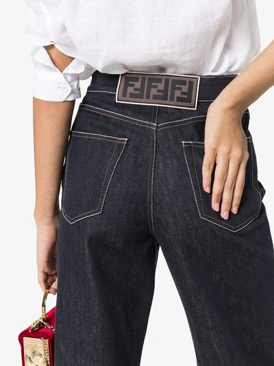 Shop Fendi Flared Cropped Jeans In Blue