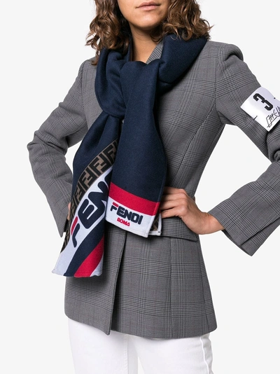 Shop Fendi Mania Scarf In Blue