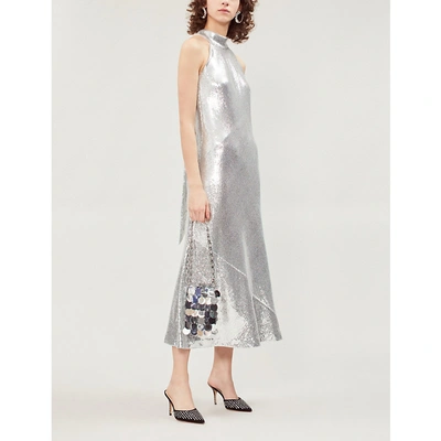 Shop Galvan Daniela Sequinned Midi Dress In Silver