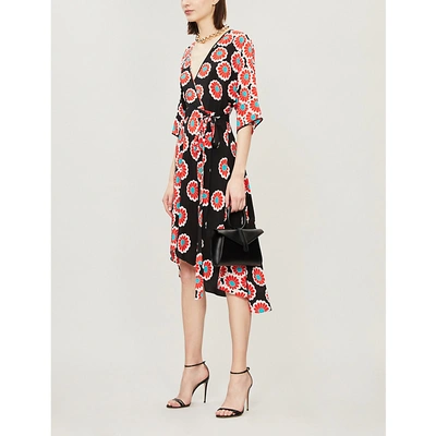 Shop Diane Von Furstenberg Eloise Silk Wrap Dress In Kimono Blossom Black