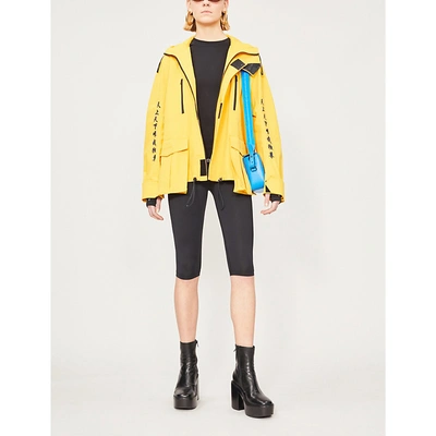 Shop Angel Chen Embroidered Shell Hooded Jacket In Yellow