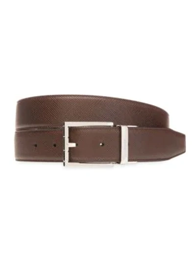 Shop Bally Men's Astor Reversible Leather Belt In Brown
