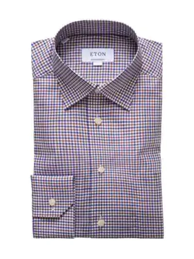 Shop Eton Contemporary-fit Tattersall Check Shirt In Brown