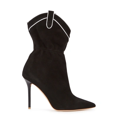 Shop Malone Souliers Daisy 100 Black Suede Ankle Boots