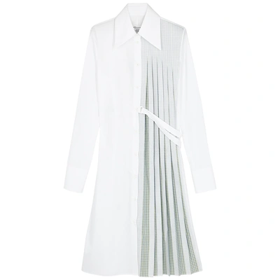 Shop Maison Margiela White Pleated Shirt Dress