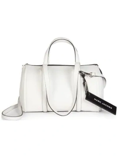 Shop Marc Jacobs The Tag Coated Leather Duffle Bag In Porcelain