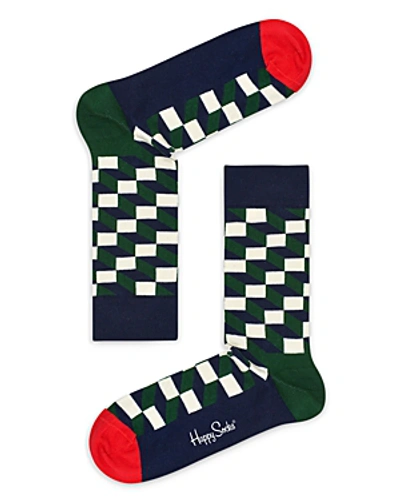 Shop Happy Socks Men's Filled Optic Cube Socks In Green